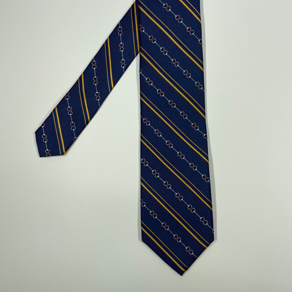 J.S. Blank & Co. Navy Silk Horse Bit Stripe Necktie Mens One Size